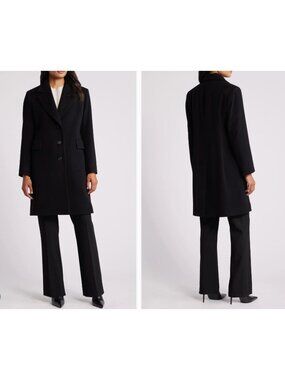 New Fleurette Women's Size 12P Charlie Wool Coat Black (Nordstrom Exclusive)